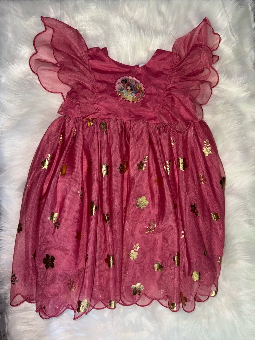 Disney Rose Pink Dress with Gold Floral Accents